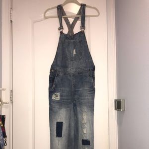 Distressed Denim Overalls